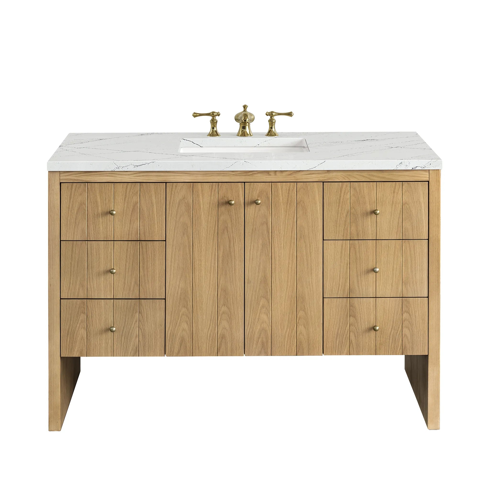48" Hudson Single Vanity in Light Natural Oak-Ethereal Noctis Silestone-8" Widespread image