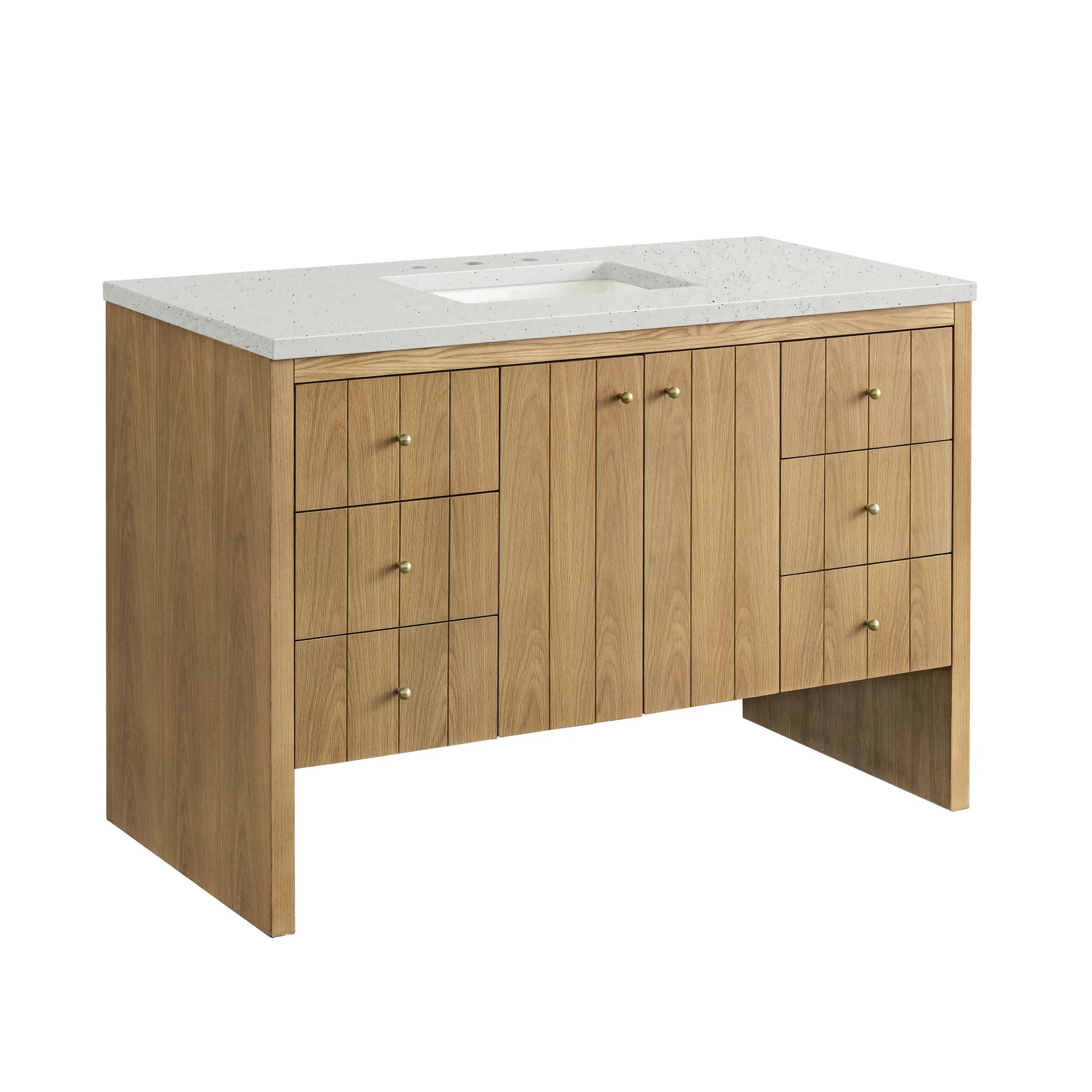 48" Hudson Single Vanity in Light Natural Oak-Lime Delight Silestone-8" Widespread image 5