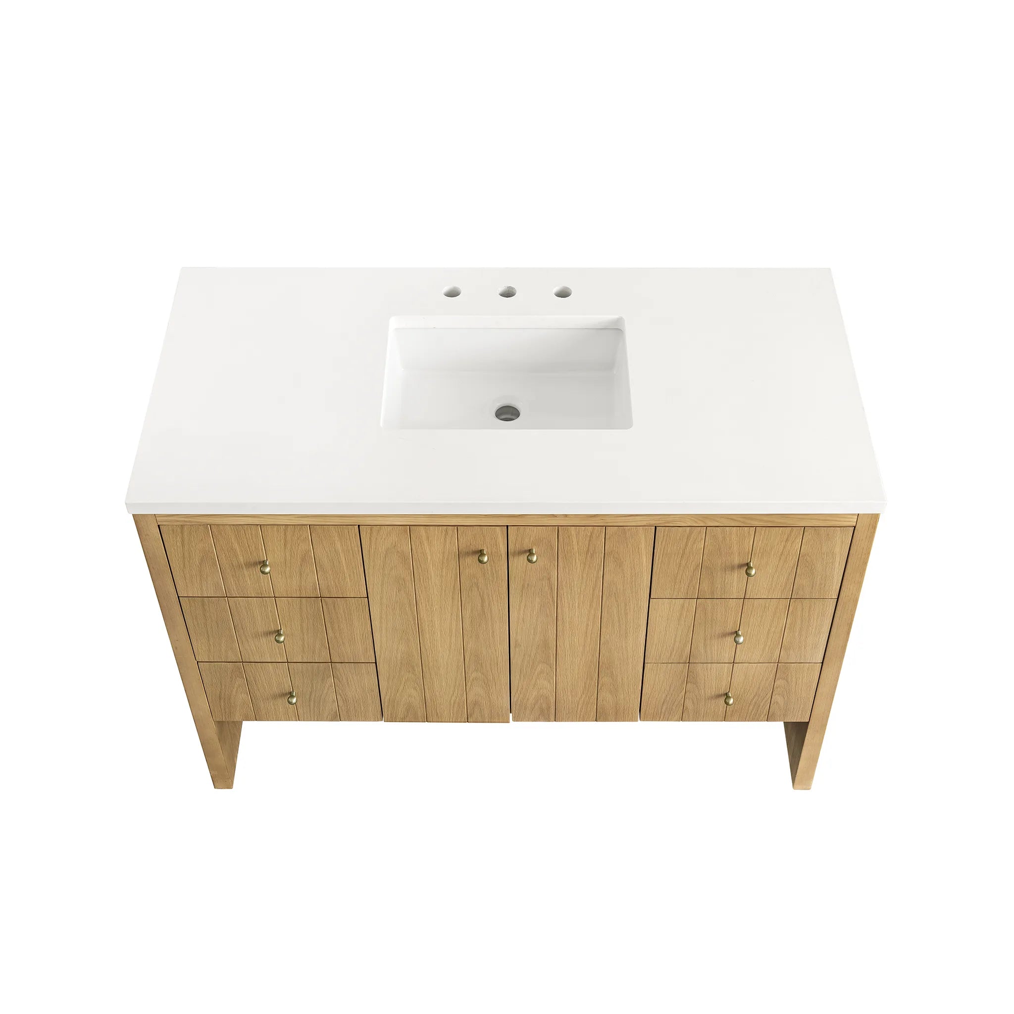 48" Hudson Single Vanity in Light Natural Oak-White Zeus Silestone-8" Widespread image 5