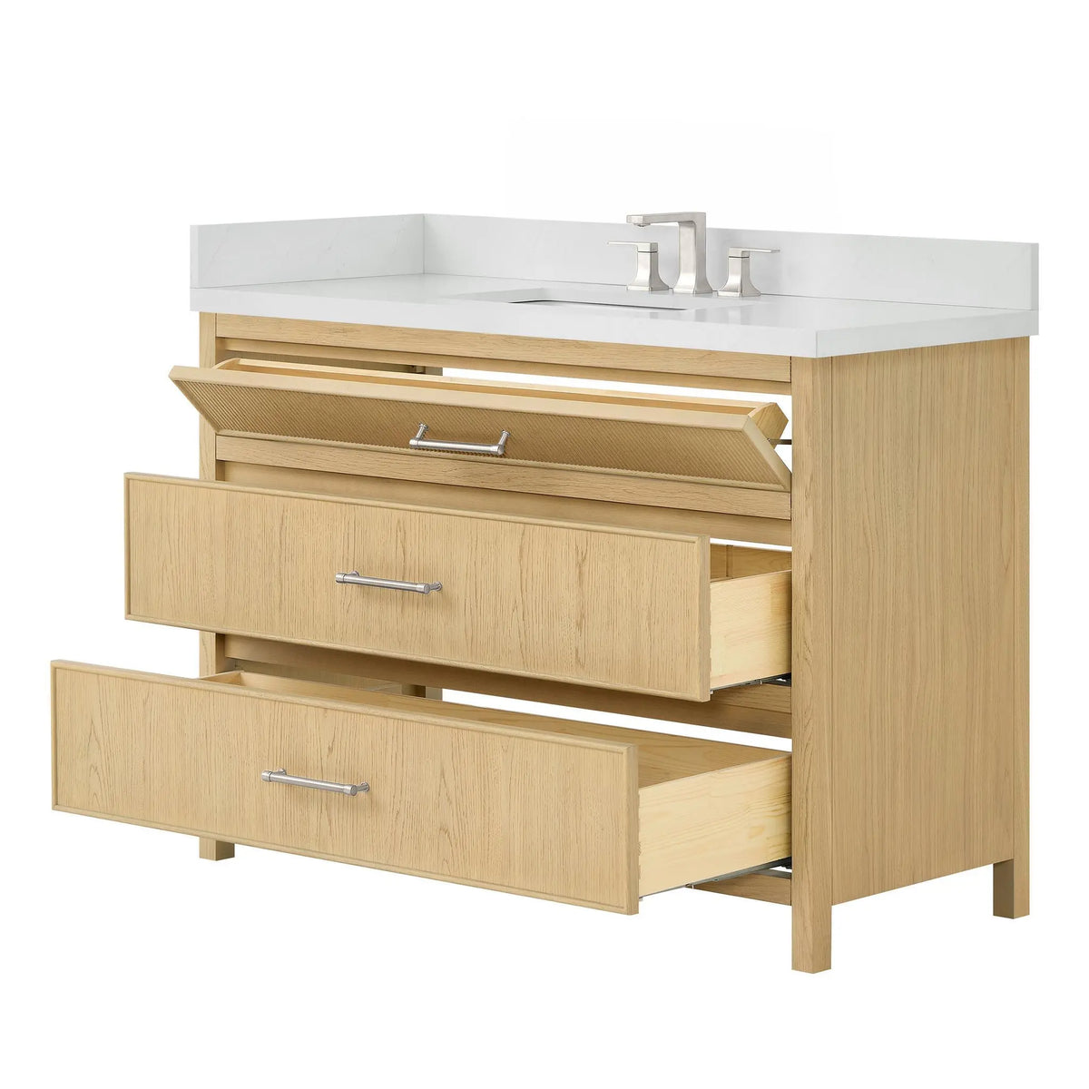 48" Isola Single Bathroom Vanity Scandinavian Oak Brushed Nickel Trim by wyndham View 7