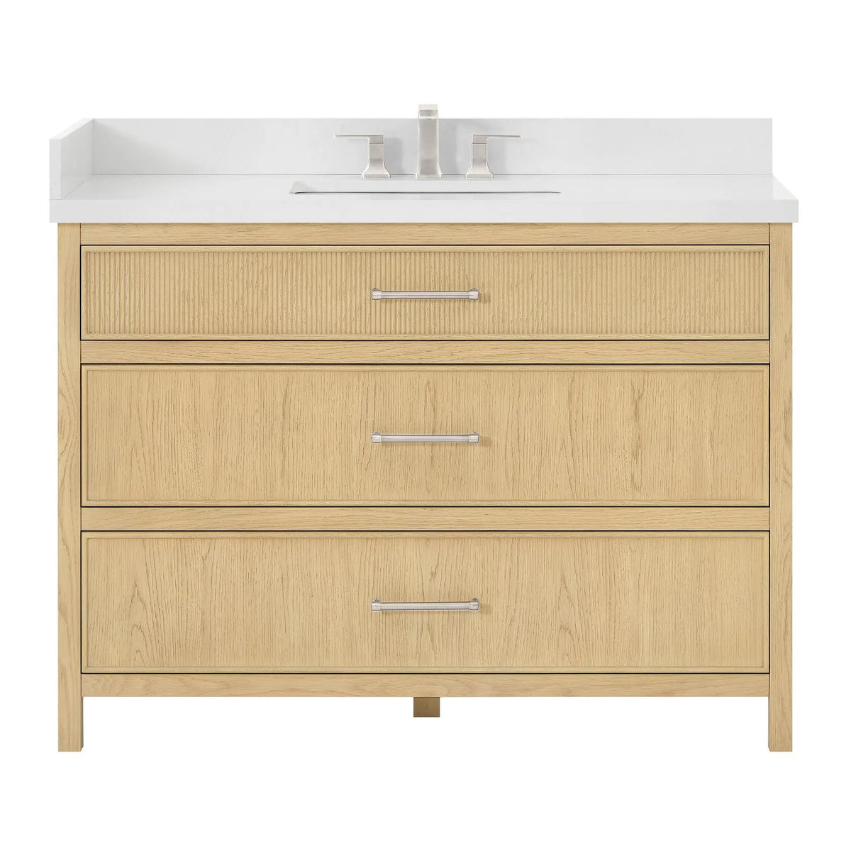 48" Isola Single Bathroom Vanity Scandinavian Oak Brushed Nickel Trim by wyndham View 5