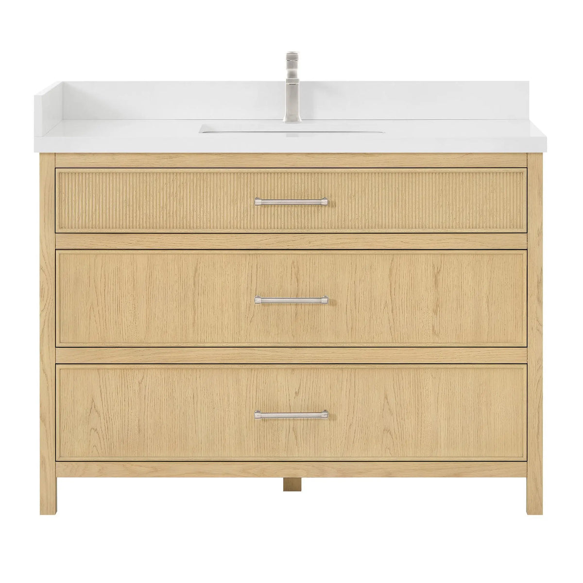 48" Isola Single Bathroom Vanity Scandinavian Oak Brushed Nickel Trim by wyndham View 9