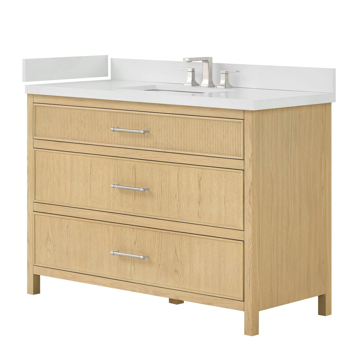 48" Isola Single Bathroom Vanity Scandinavian Oak Brushed Nickel Trim by wyndham View 16