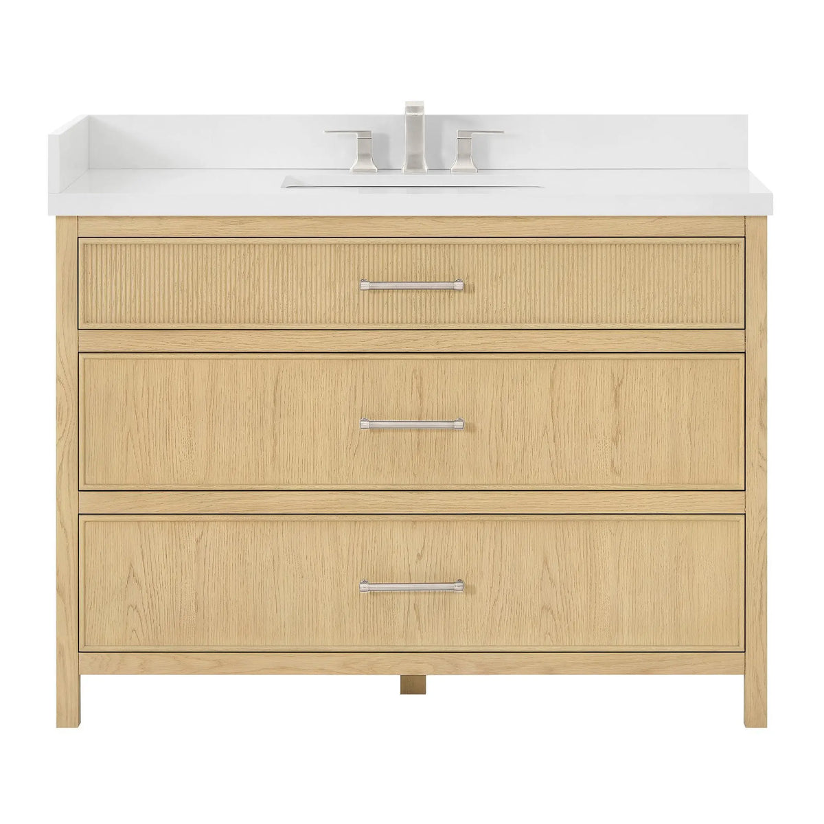 48" Isola Single Bathroom Vanity Scandinavian Oak Brushed Nickel Trim by wyndham View 13
