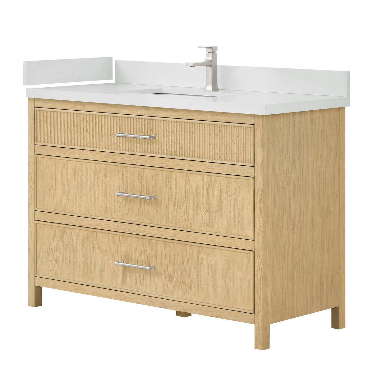 48" Isola Single Bathroom Vanity Scandinavian Oak Brushed Nickel Trim by wyndham View 4