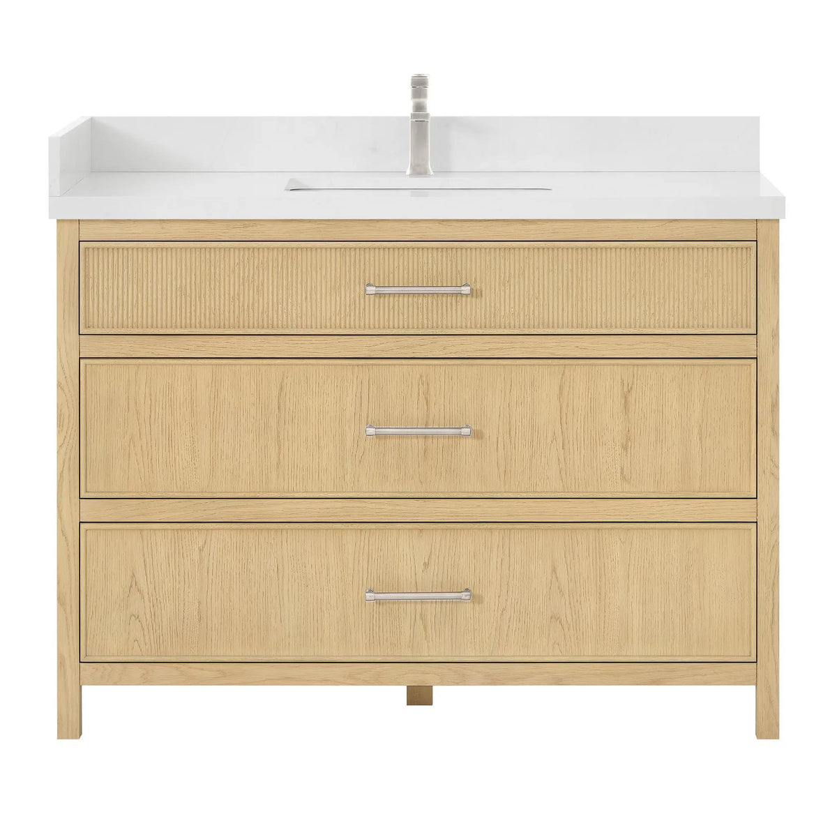 48" Isola Single Bathroom Vanity Scandinavian Oak Brushed Nickel Trim by wyndham View 1