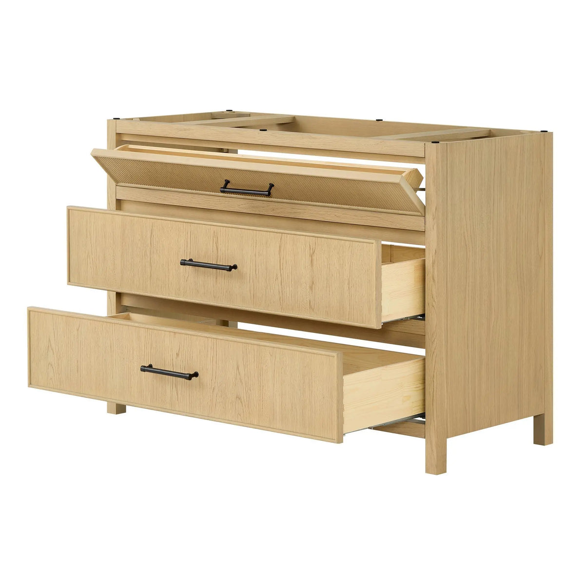 48" Isola Single Bathroom Vanity Scandinavian Oak Matte Black Trim by wyndham View 18