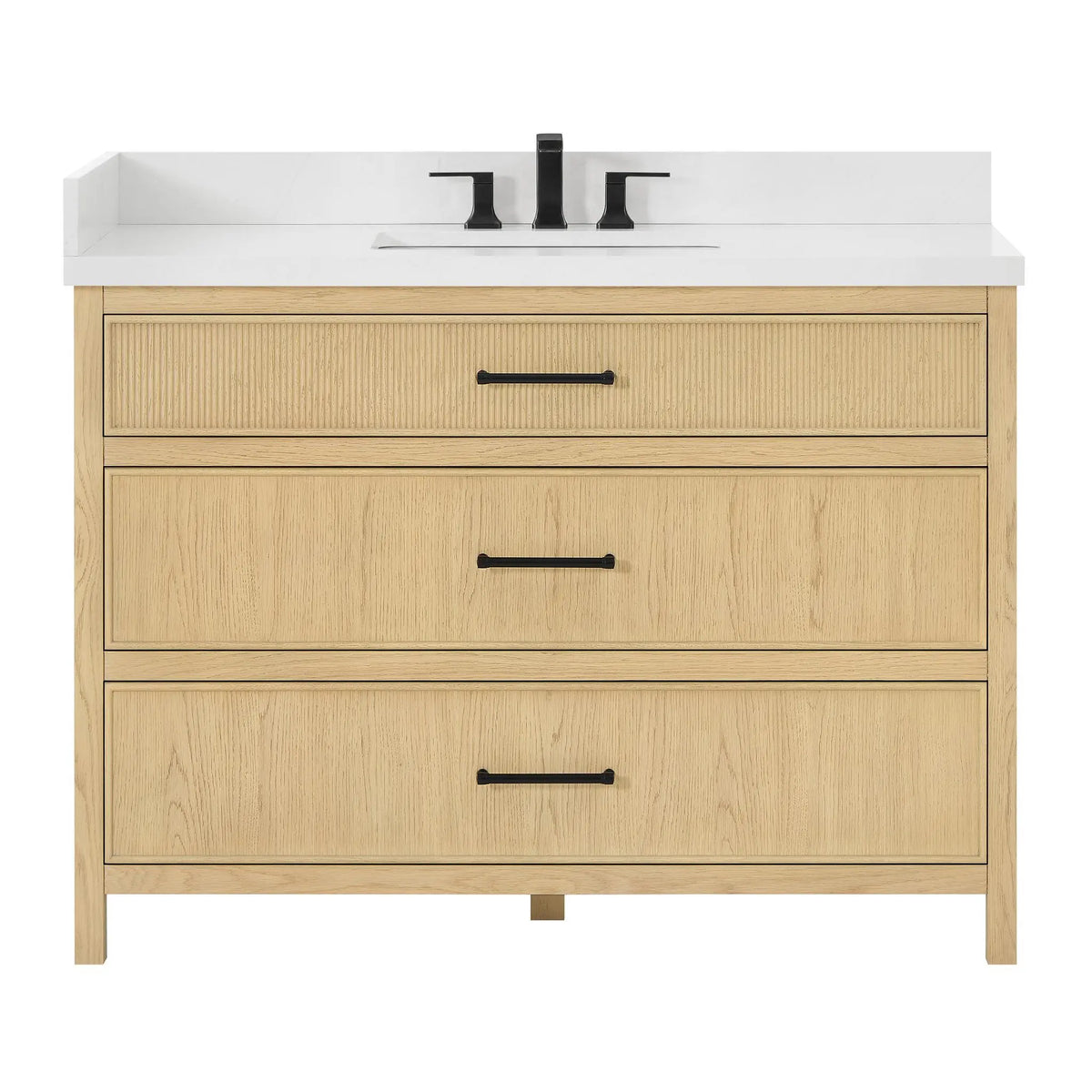 48" Isola Single Bathroom Vanity Scandinavian Oak Matte Black Trim by wyndham View 5