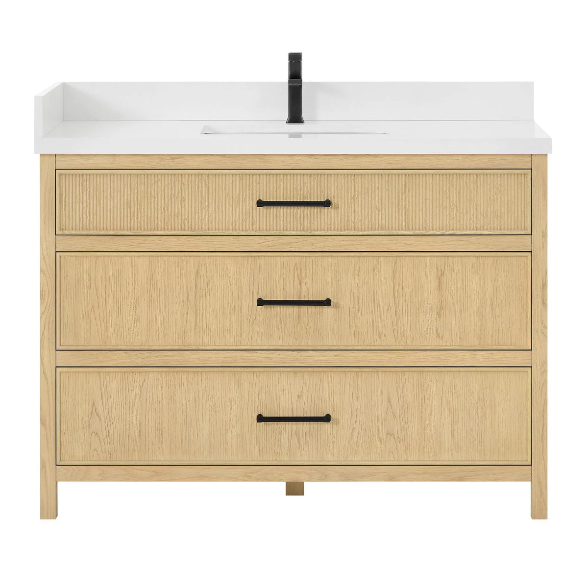 48" Isola Single Bathroom Vanity Scandinavian Oak Matte Black Trim by wyndham View 9