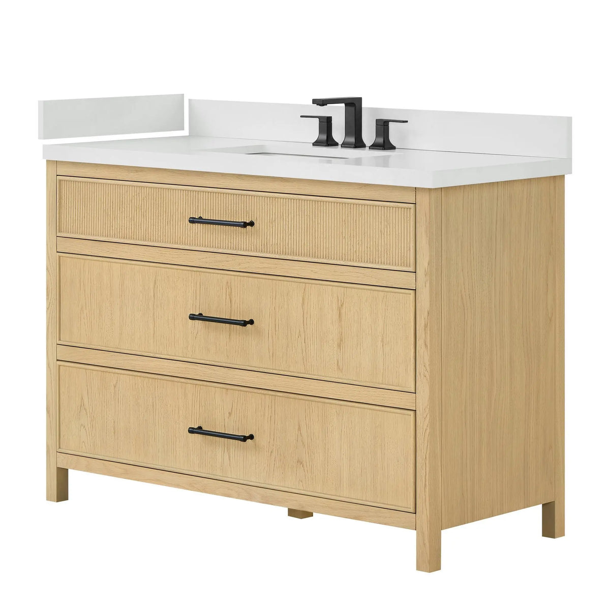 48" Isola Single Bathroom Vanity Scandinavian Oak Matte Black Trim by wyndham View 16