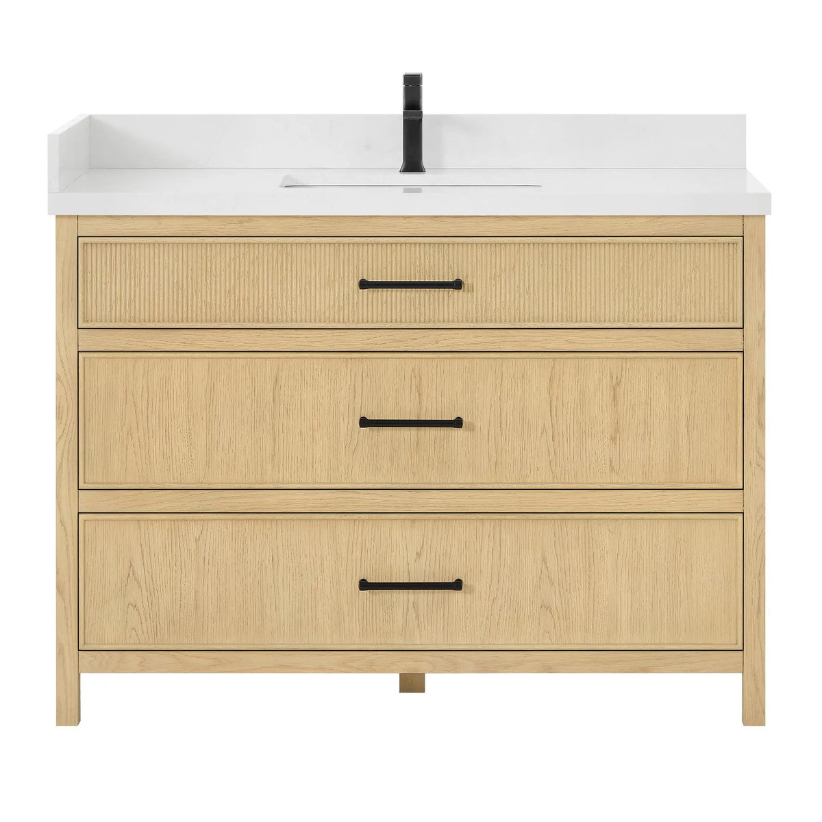 48" Isola Single Bathroom Vanity Scandinavian Oak Matte Black Trim by wyndham View 1