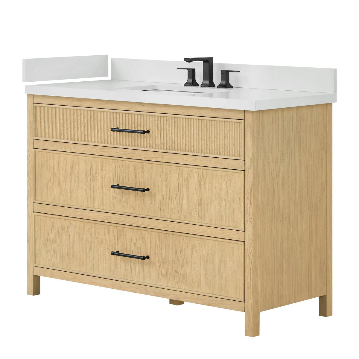 48" Isola Single Bathroom Vanity Scandinavian Oak Matte Black Trim by wyndham View 8