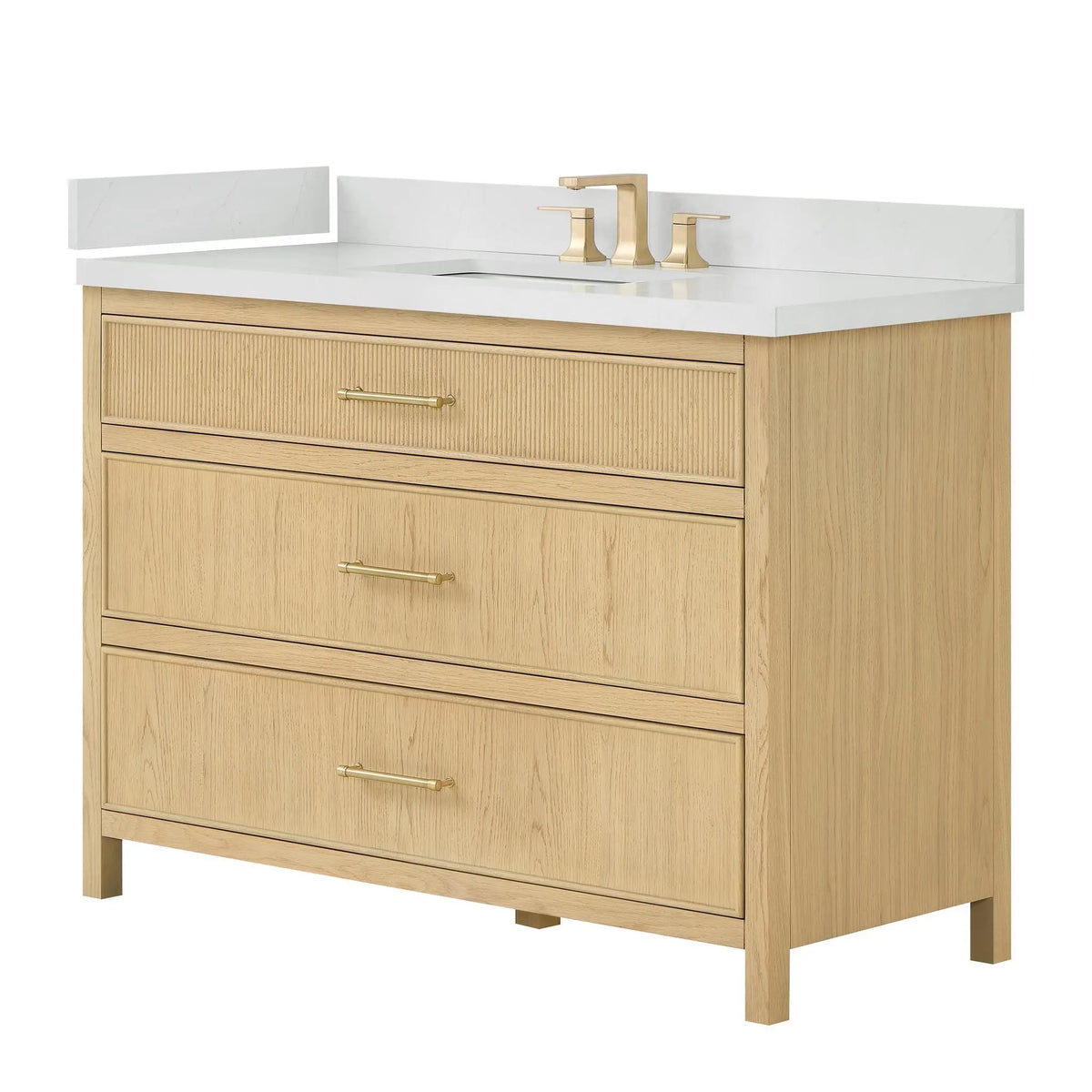 48" Isola Single Bathroom Vanity Scandinavian Oak Satin Bronze Trim by wyndham View 8
