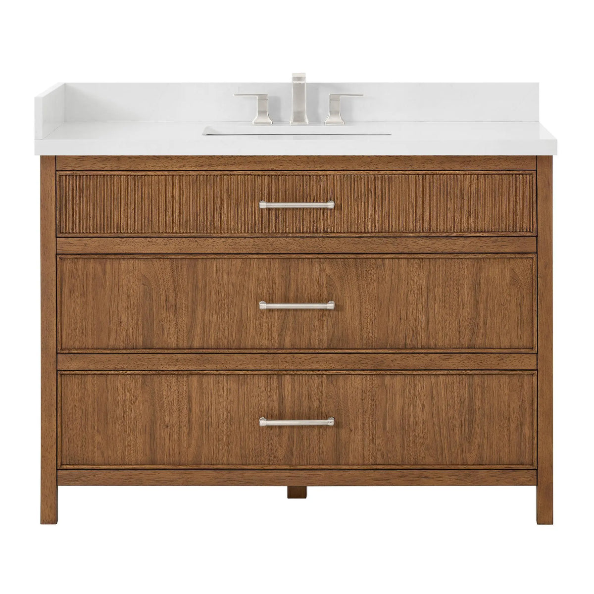 48" Isola Single Bathroom Vanity Toasted Walnut Brushed Nickel Trim by wyndham View 5