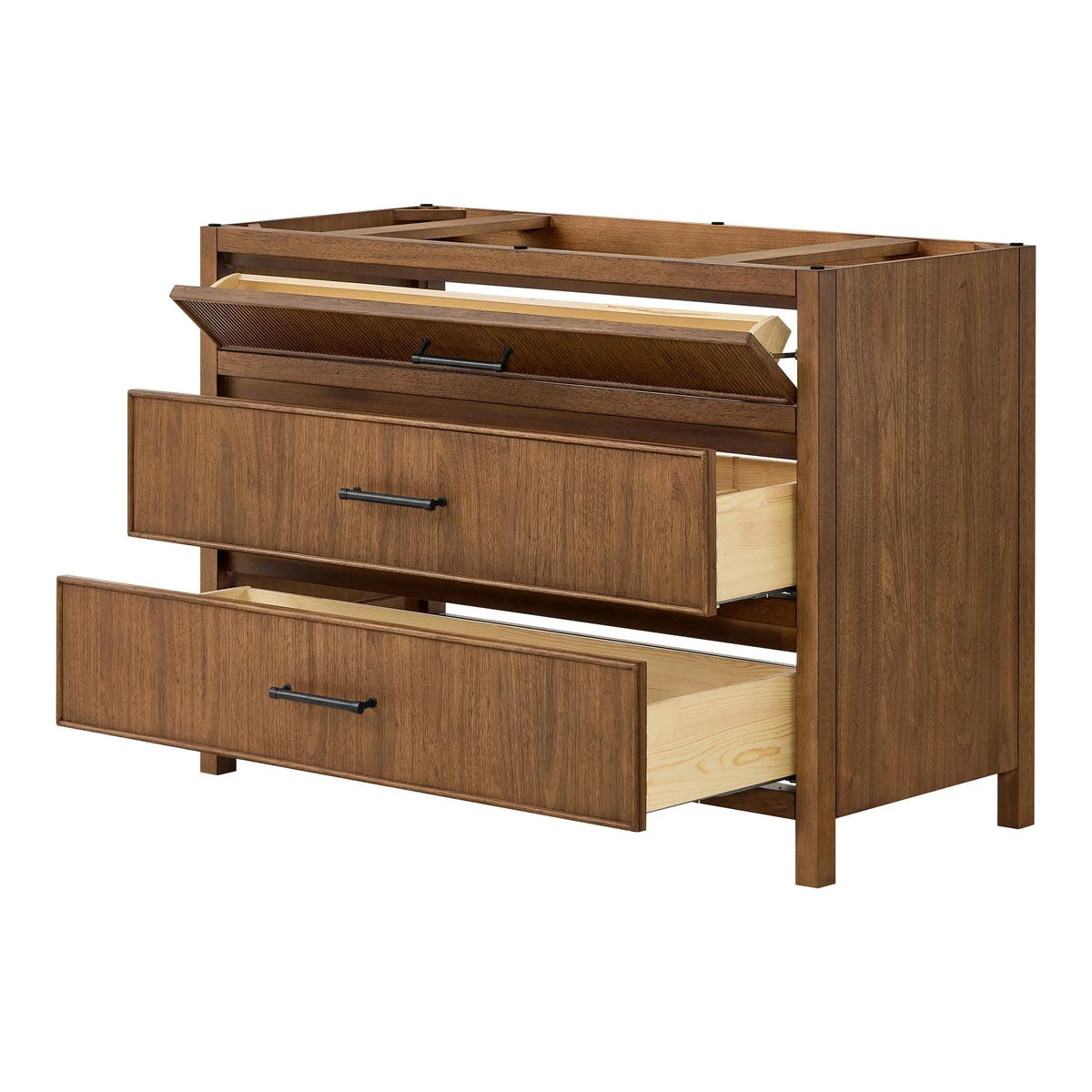 48" Isola Single Bathroom Vanity Toasted Walnut Matte Black Trim by wyndham View 18