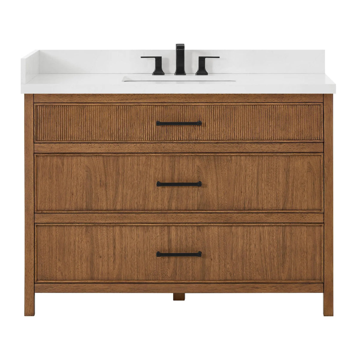 48" Isola Single Bathroom Vanity Toasted Walnut Matte Black Trim by wyndham View 5