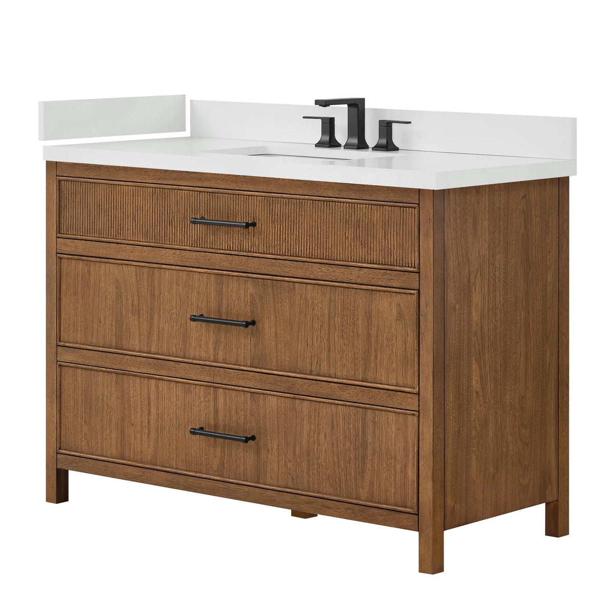 48" Isola Single Bathroom Vanity Toasted Walnut Matte Black Trim by wyndham View 16