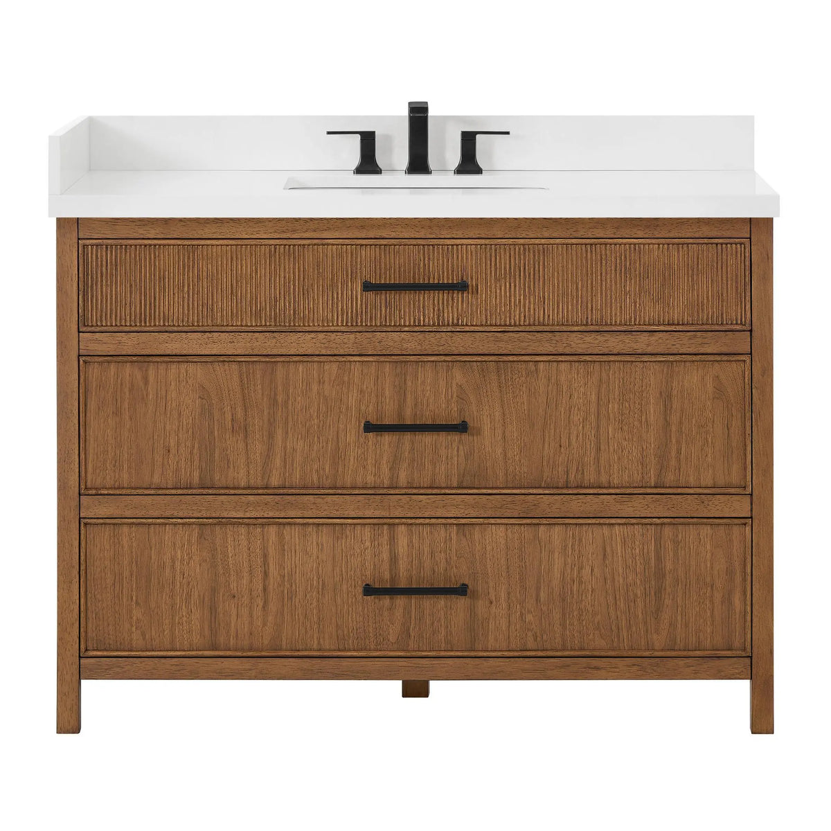 48" Isola Single Bathroom Vanity Toasted Walnut Matte Black Trim by wyndham View 13