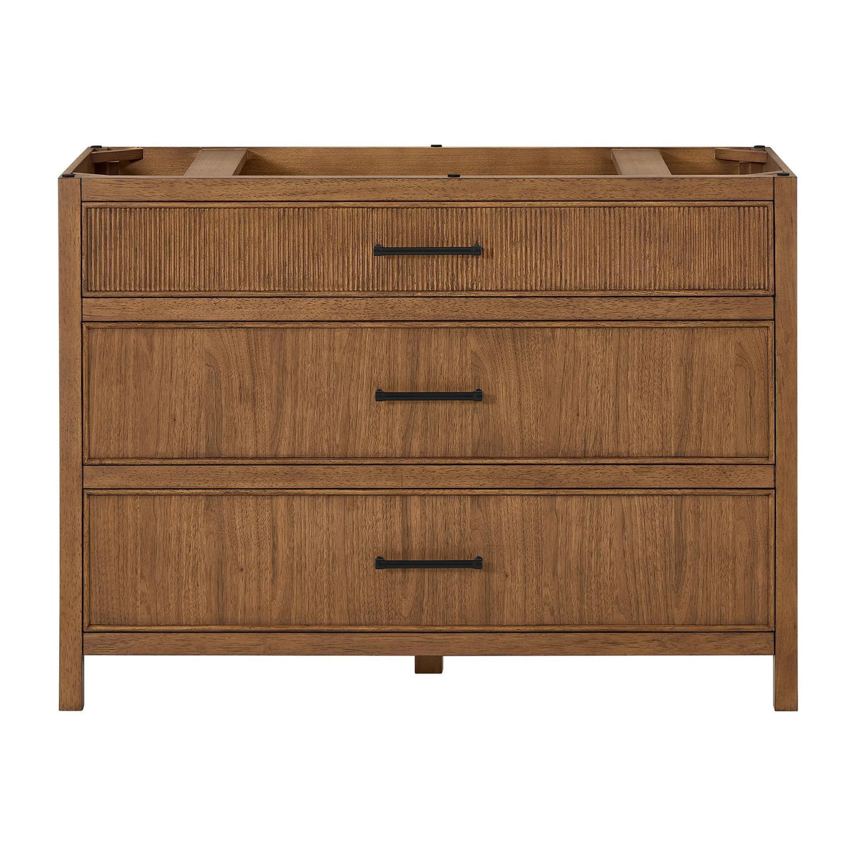 48" Isola Single Bathroom Vanity Toasted Walnut Matte Black Trim by wyndham View 17