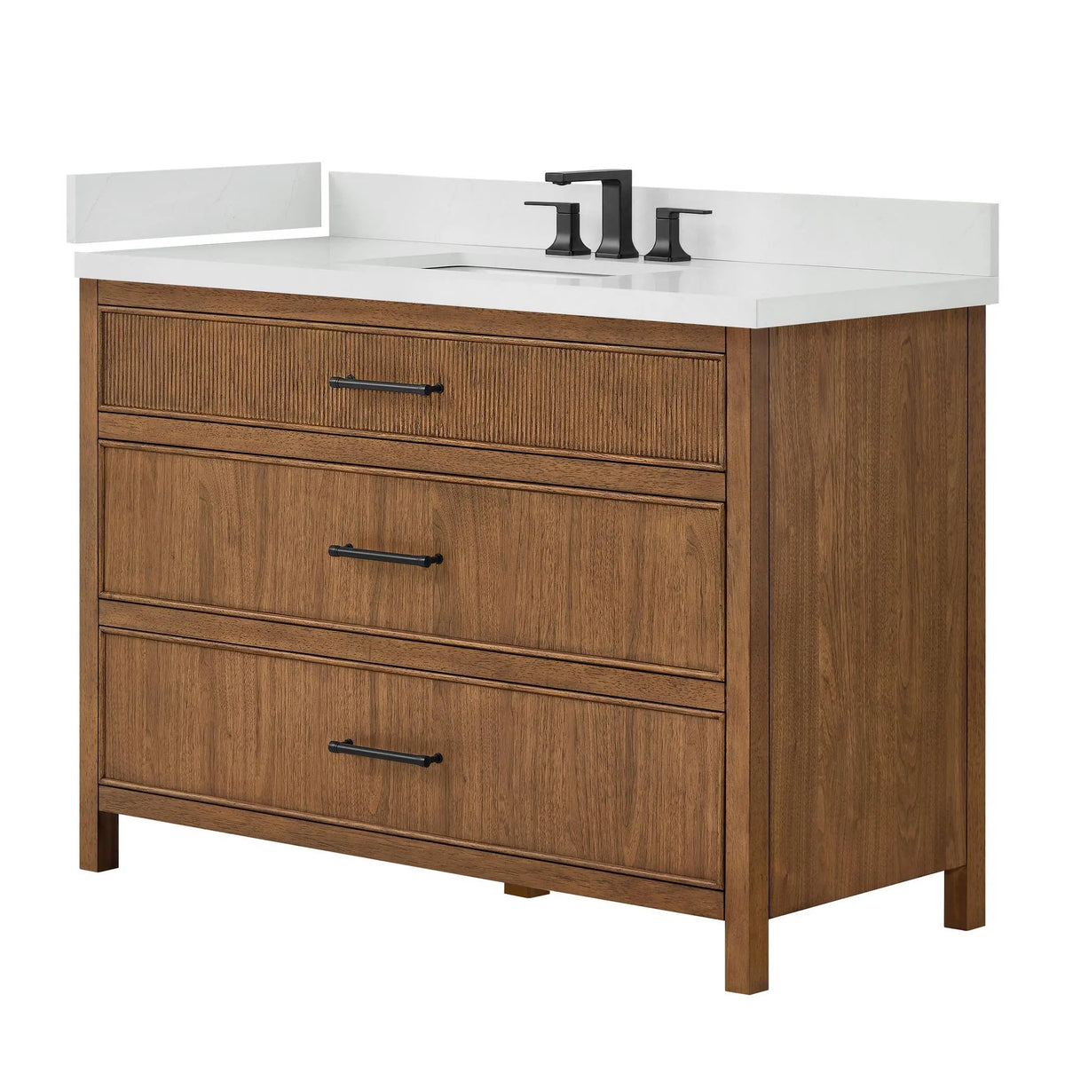 48" Isola Single Bathroom Vanity Toasted Walnut Matte Black Trim by wyndham View 8