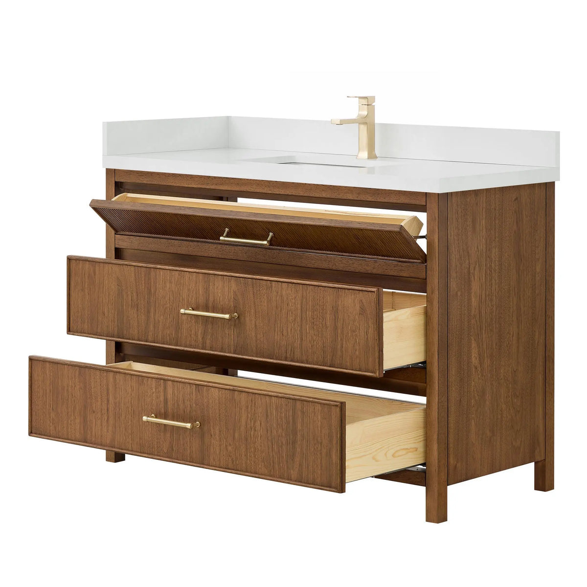 48" Isola Single Bathroom Vanity Toasted Walnut Satin Bronze Trim by wyndham View 11