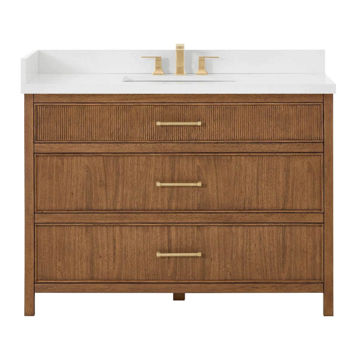 48" Isola Single Bathroom Vanity Toasted Walnut Satin Bronze Trim by wyndham View 13