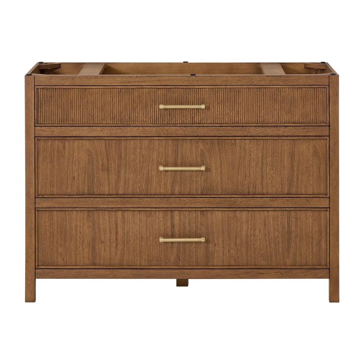 48" Isola Single Bathroom Vanity Toasted Walnut Satin Bronze Trim by wyndham View 17