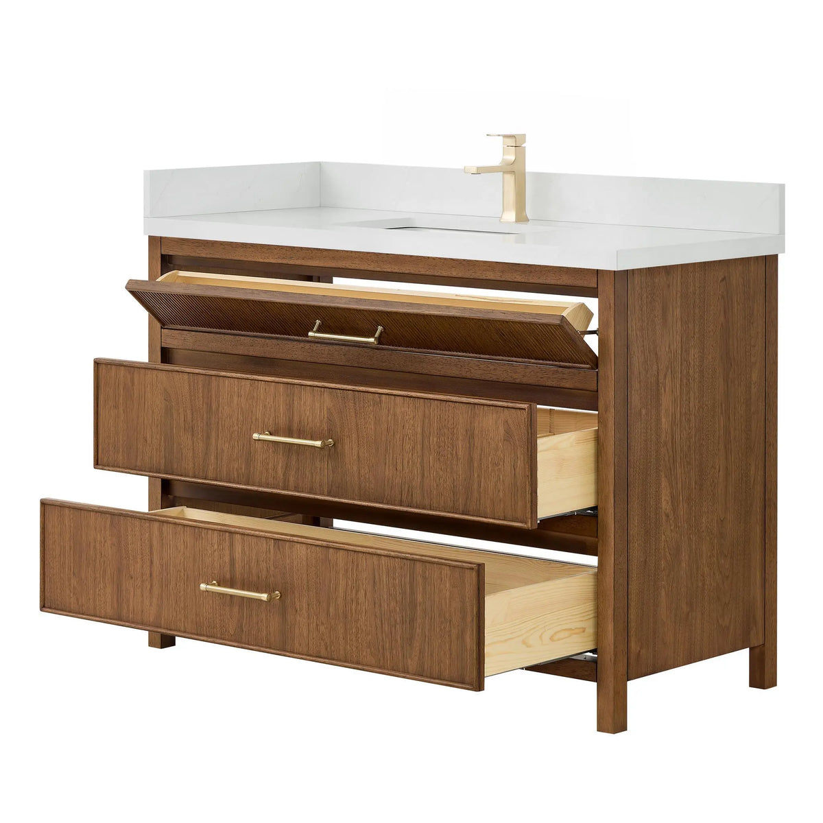 48" Isola Single Bathroom Vanity Toasted Walnut Satin Bronze Trim by wyndham View 3
