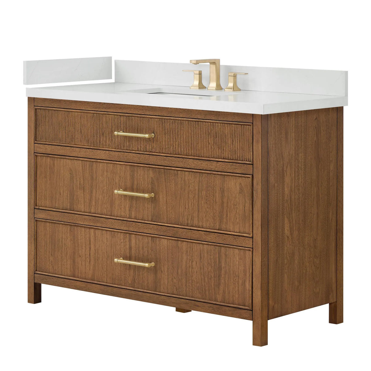 48" Isola Single Bathroom Vanity Toasted Walnut Satin Bronze Trim by wyndham View 8
