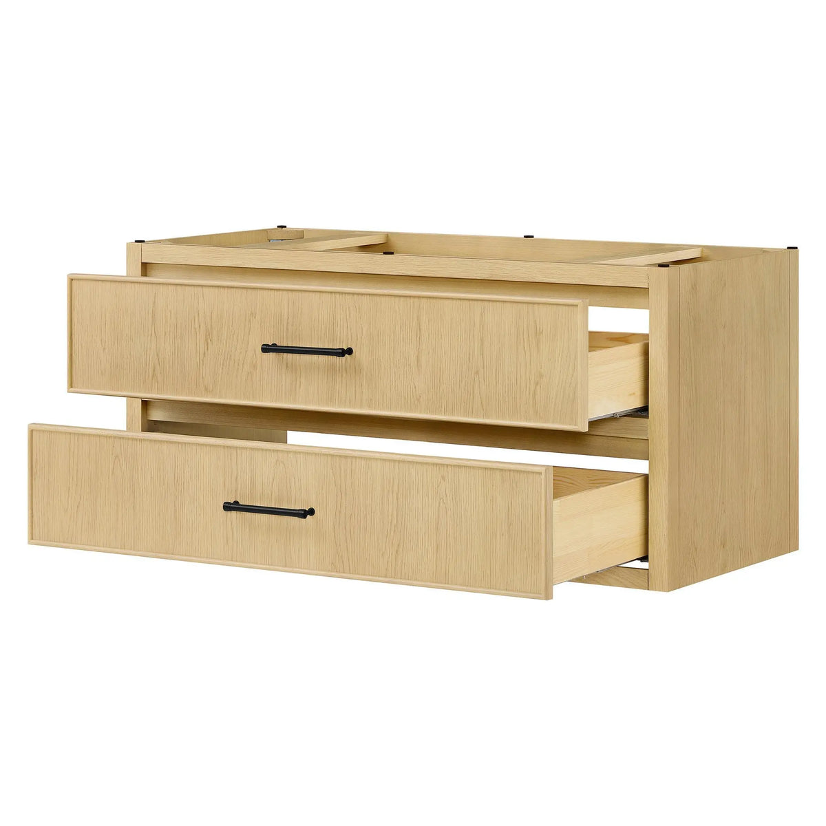 48" Isola Single Wall Mounted Bathroom Vanity Scandinavian Oak Matte Black Trim by wyndham View 18