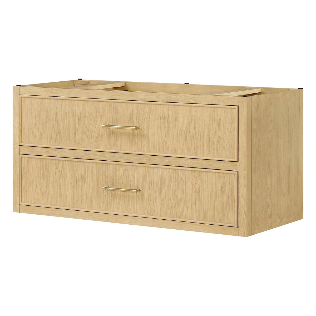 48" Isola Single Wall Mounted Bathroom Vanity Scandinavian Oak Satin Bronze Trim by wyndham View 20
