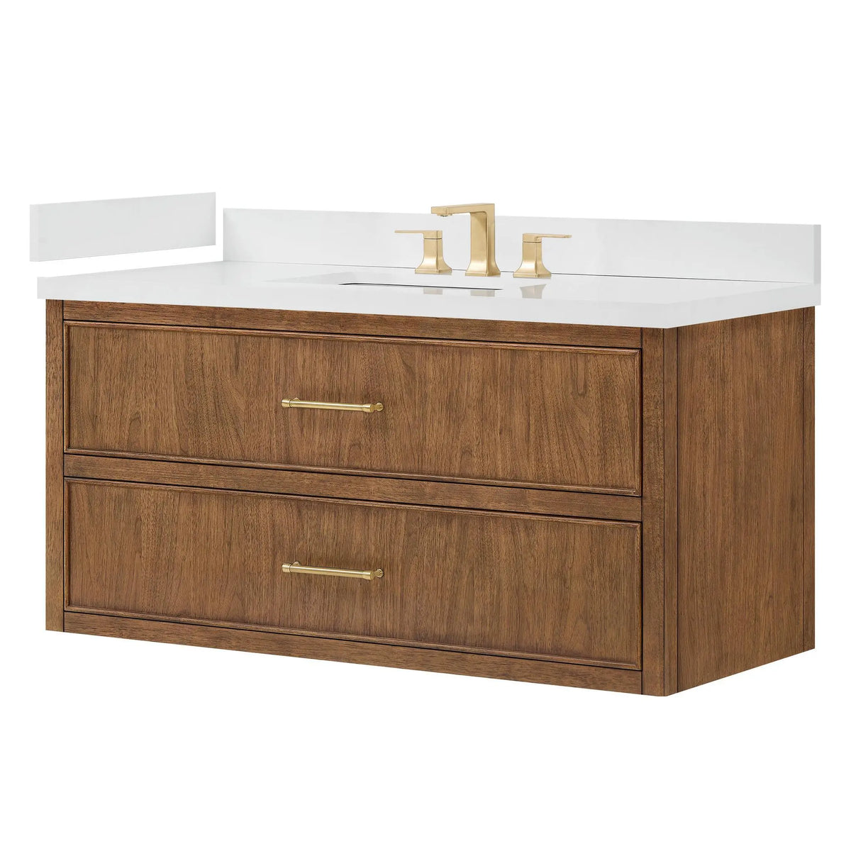 48" Isola Single Wall Mounted Bathroom Vanity Toasted Walnut Satin Bronze Trim by wyndham View 16