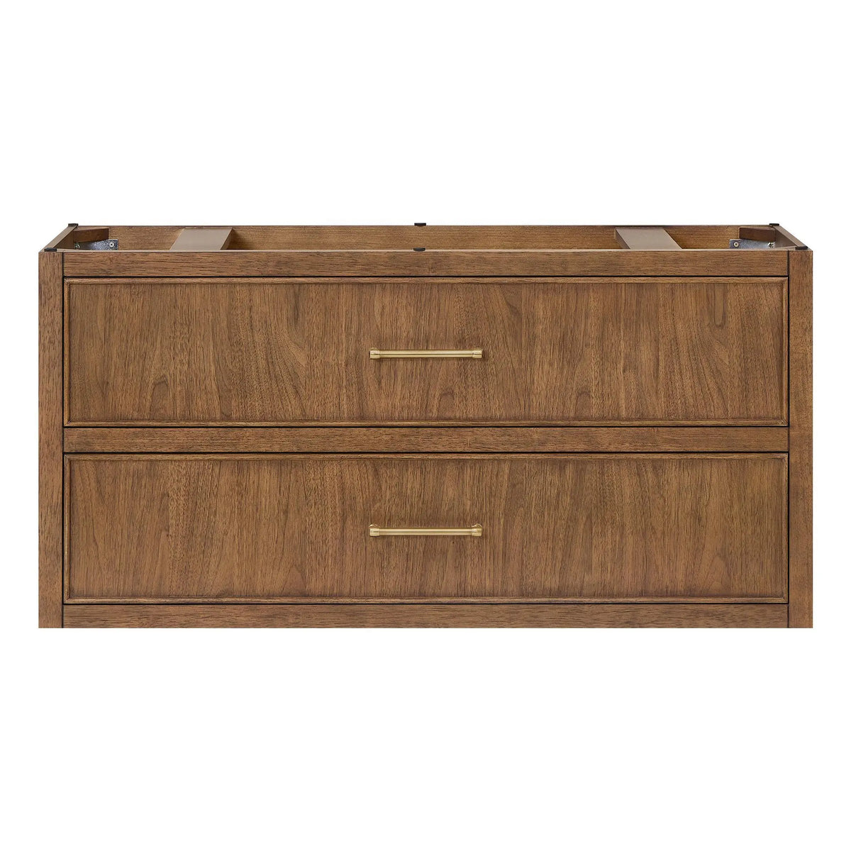 48" Isola Single Wall Mounted Bathroom Vanity Toasted Walnut Satin Bronze Trim by wyndham View 17