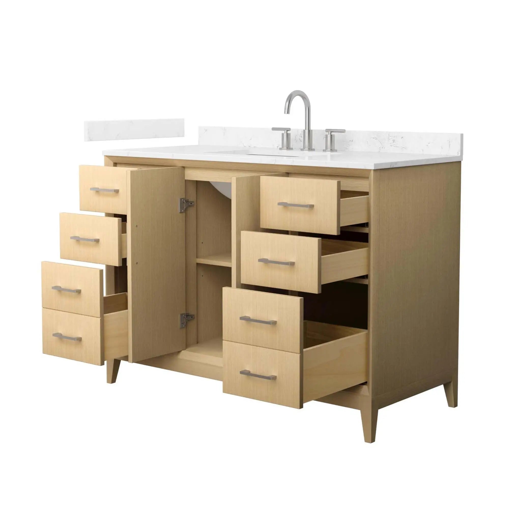 48" Janna Single Bathroom Vanity in White Oak with Brushed Nickel Trim by Wyndham