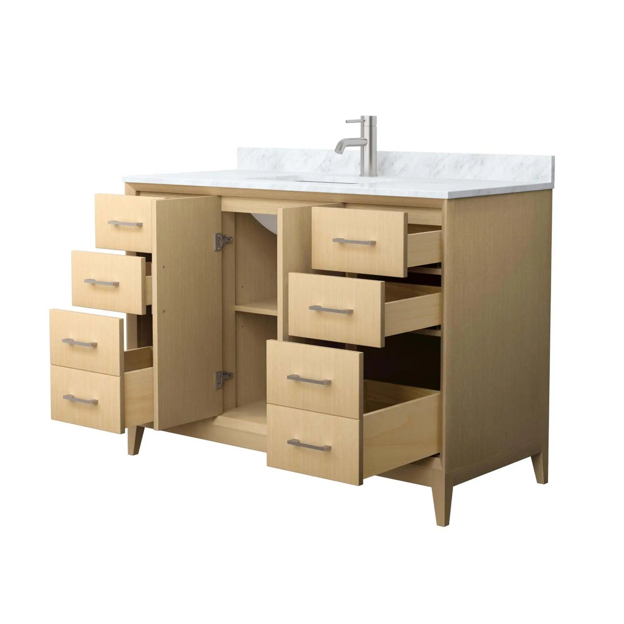 48" Janna Single Bathroom Vanity in White Oak with Brushed Nickel Trim by Wyndham