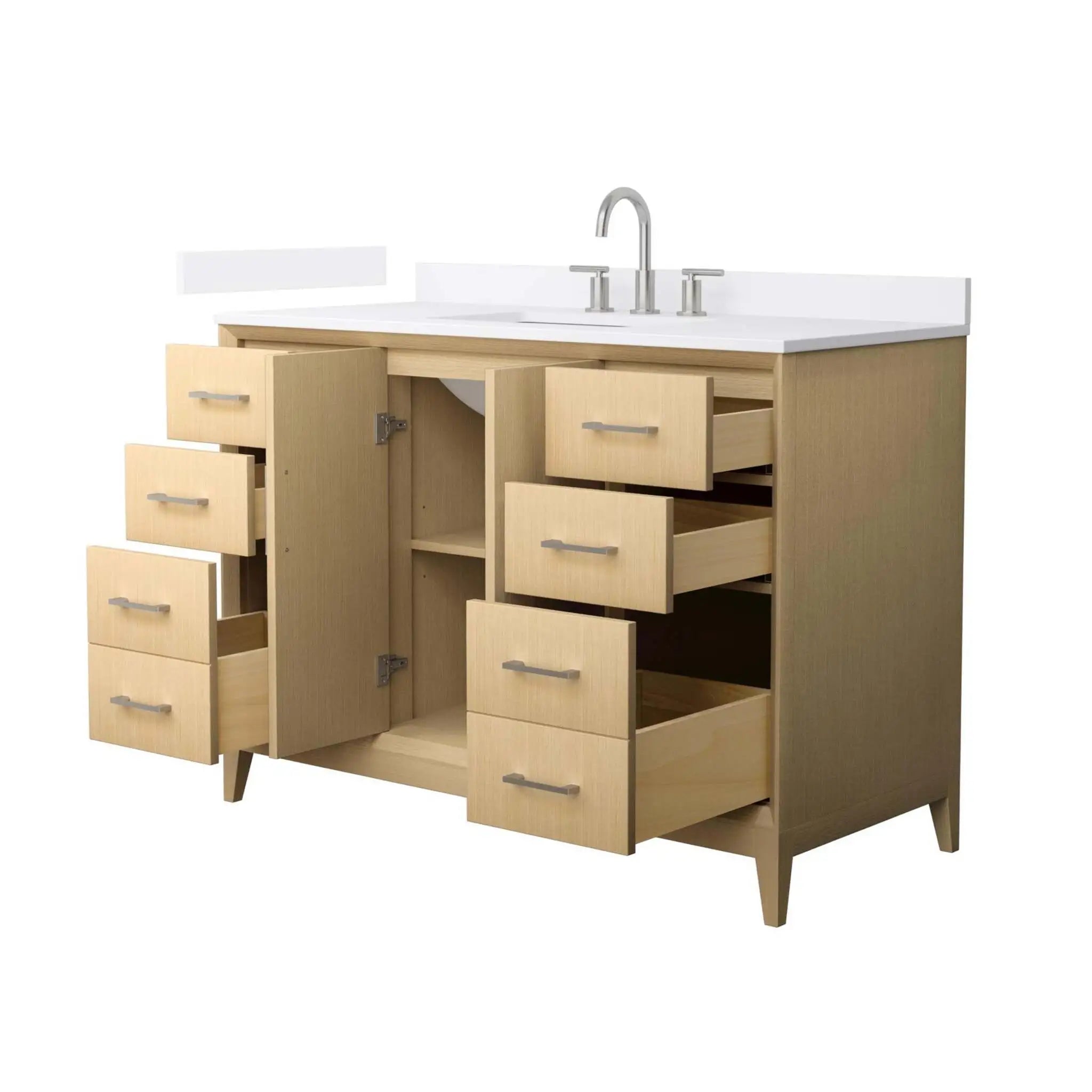 48" Janna Single Bathroom Vanity in White Oak with Brushed Nickel Trim by Wyndham