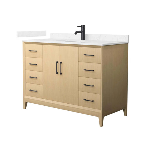 48" Janna Single Bathroom Vanity in White Oak with Matte Black Trim by Wyndham
