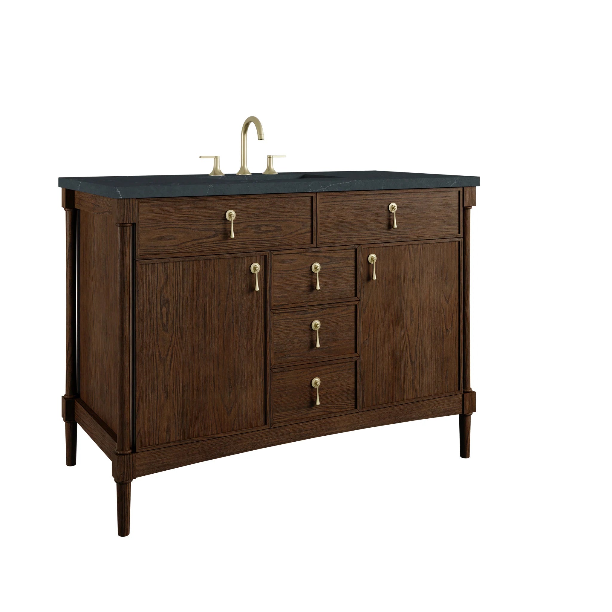 48" Kinnsden Single Vanity in Sable Oak by James Martin Vanities-Charcoal Soapstone Silestone 9