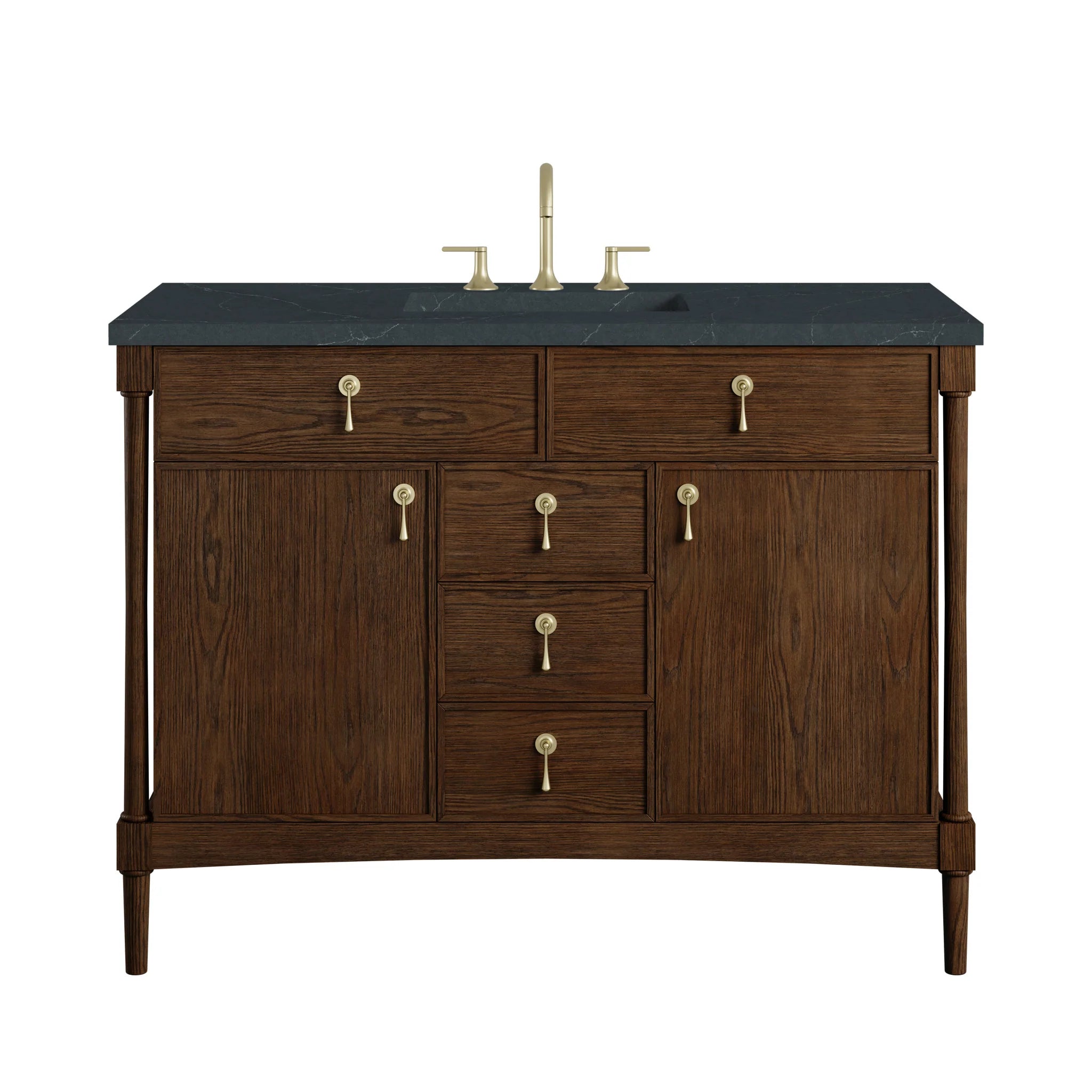 48" Kinnsden Single Vanity in Sable Oak by James Martin Vanities-Charcoal Soapstone Silestone 
