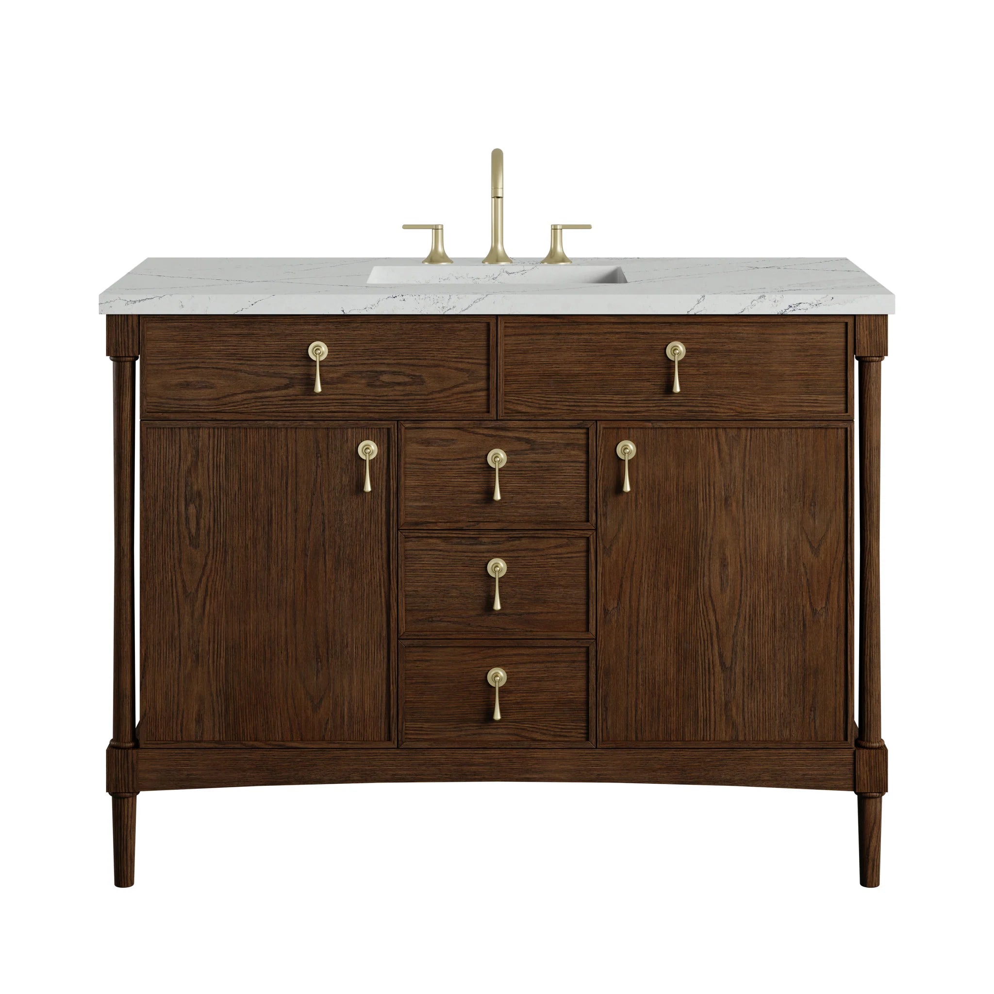 48" Kinnsden Single Vanity in Sable Oak by James Martin Vanities-Ethereal Noctis Silestone 