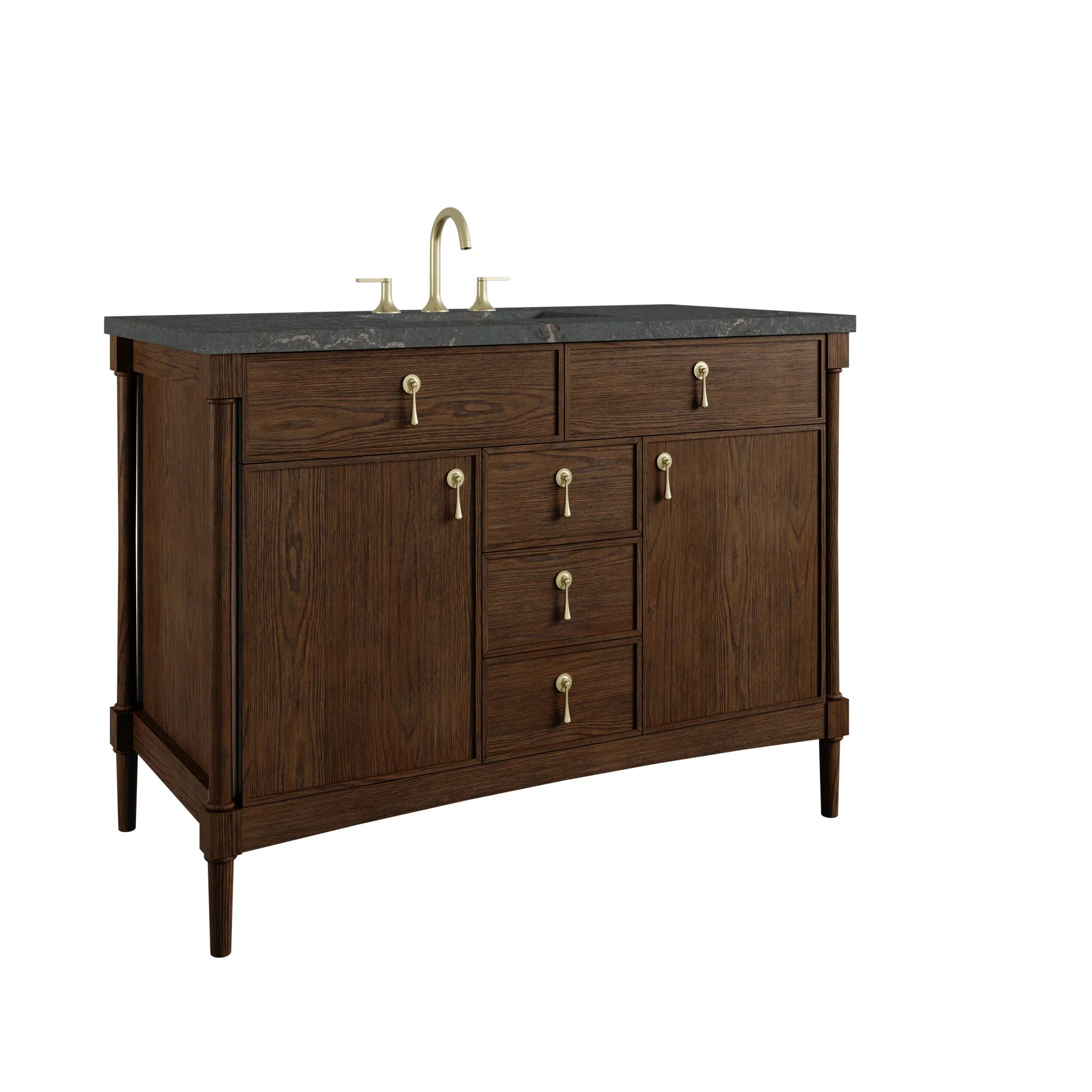 48" Kinnsden Single Vanity in Sable Oak by James Martin Vanities-Parisien Bleu Silestone 9