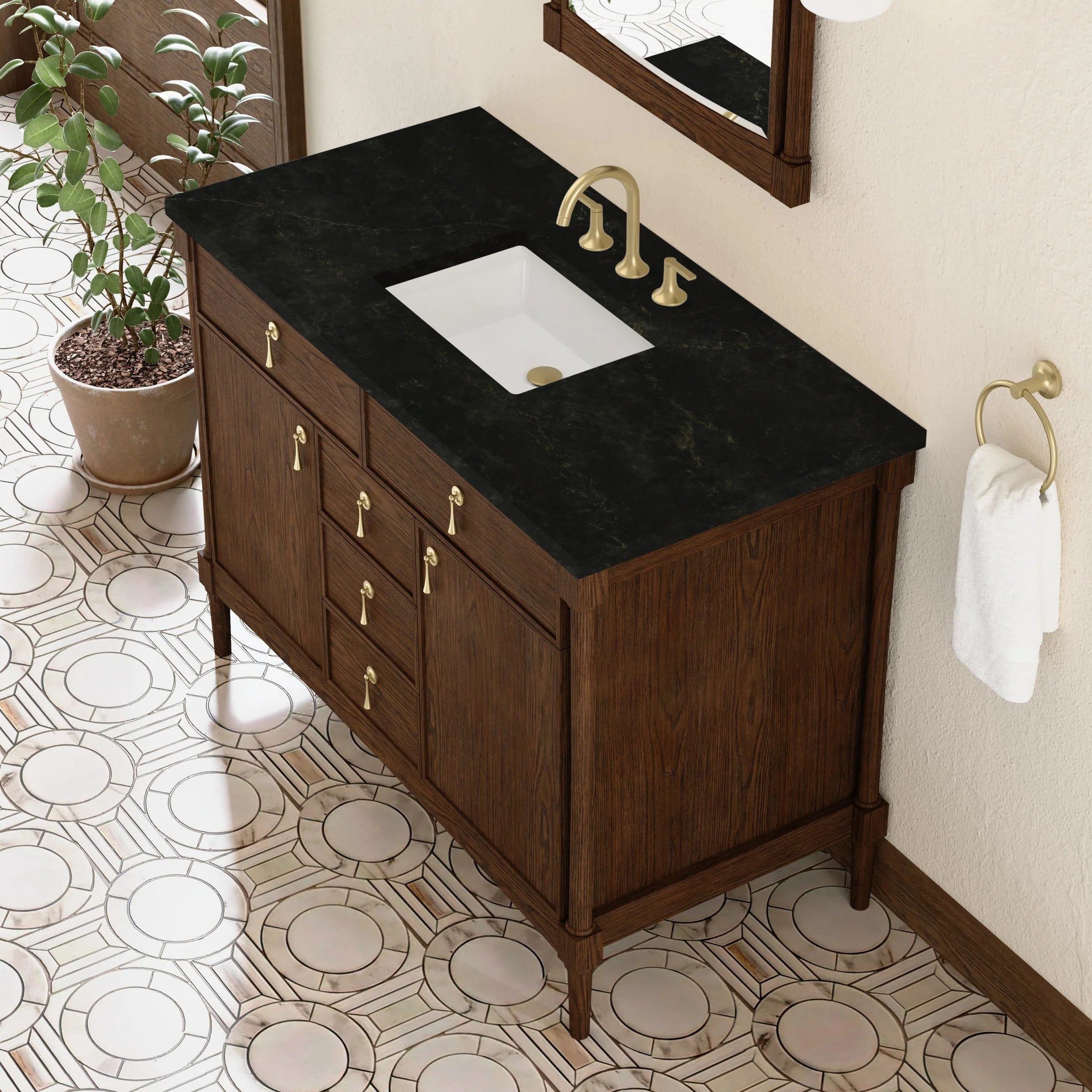 48" Kinnsden Single Vanity in Sable Oak by James Martin Vanities-Phantome Eclos 5