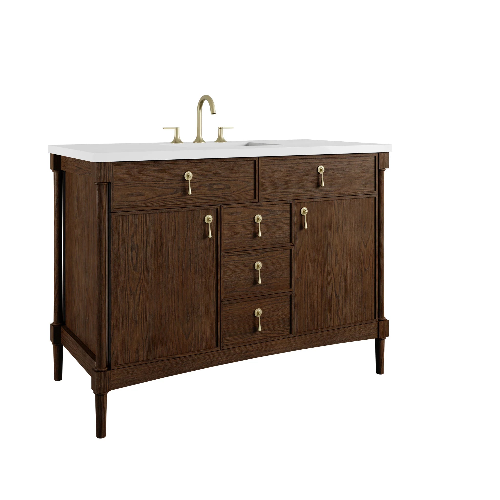48" Kinnsden Single Vanity in Sable Oak by James Martin Vanities-White Zeus Silestone 13