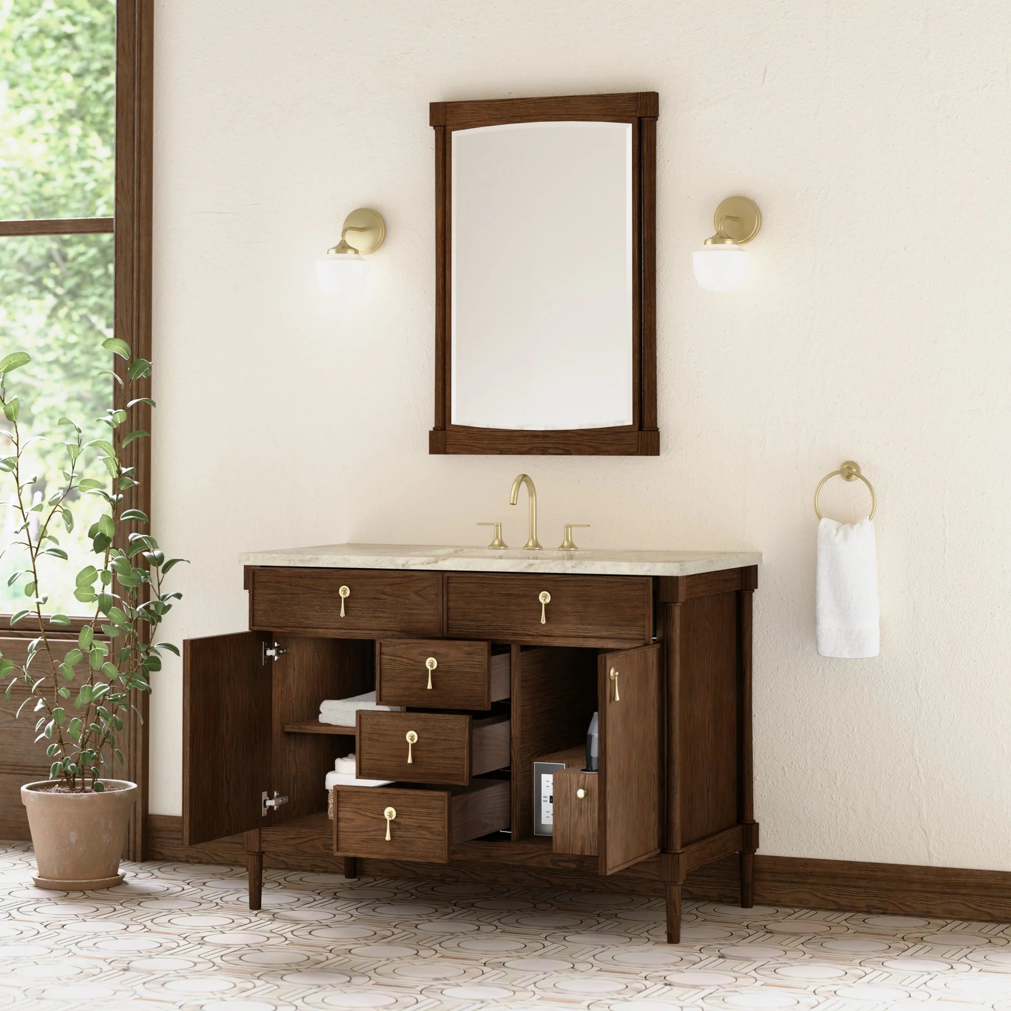 48" Kinnsden Single Vanity in Sable Oak w/FreePower Wireless Charger by James Martin Vanities-Tajnar Eclos 3