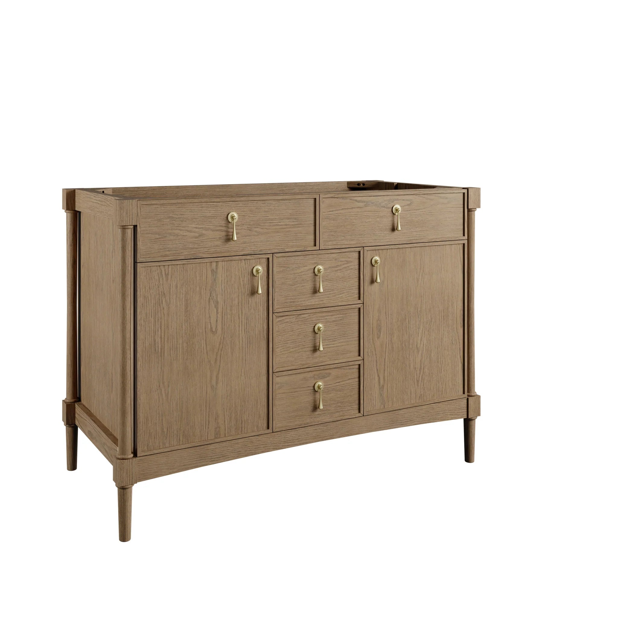 48" Kinnsden Single Vanity in Weathered Oak by James Martin Vanities-Charcoal Soapstone Silestone 7