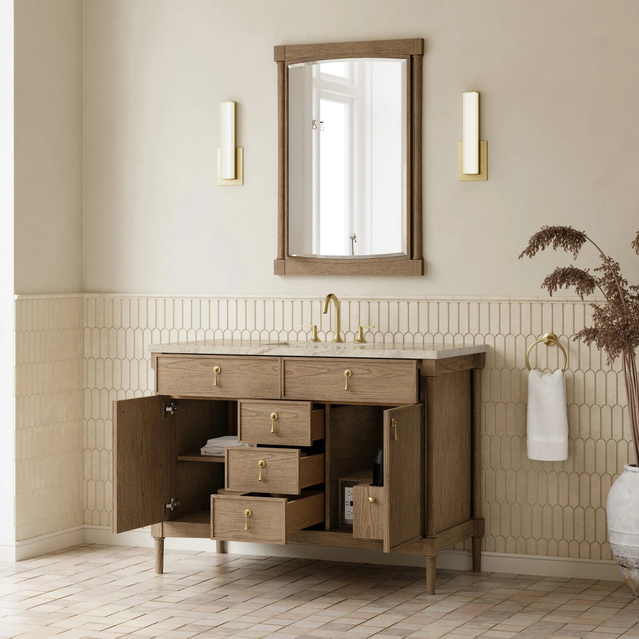 48" Kinnsden Single Vanity in Weathered Oak by James Martin Vanities-Tajnar Eclos 3