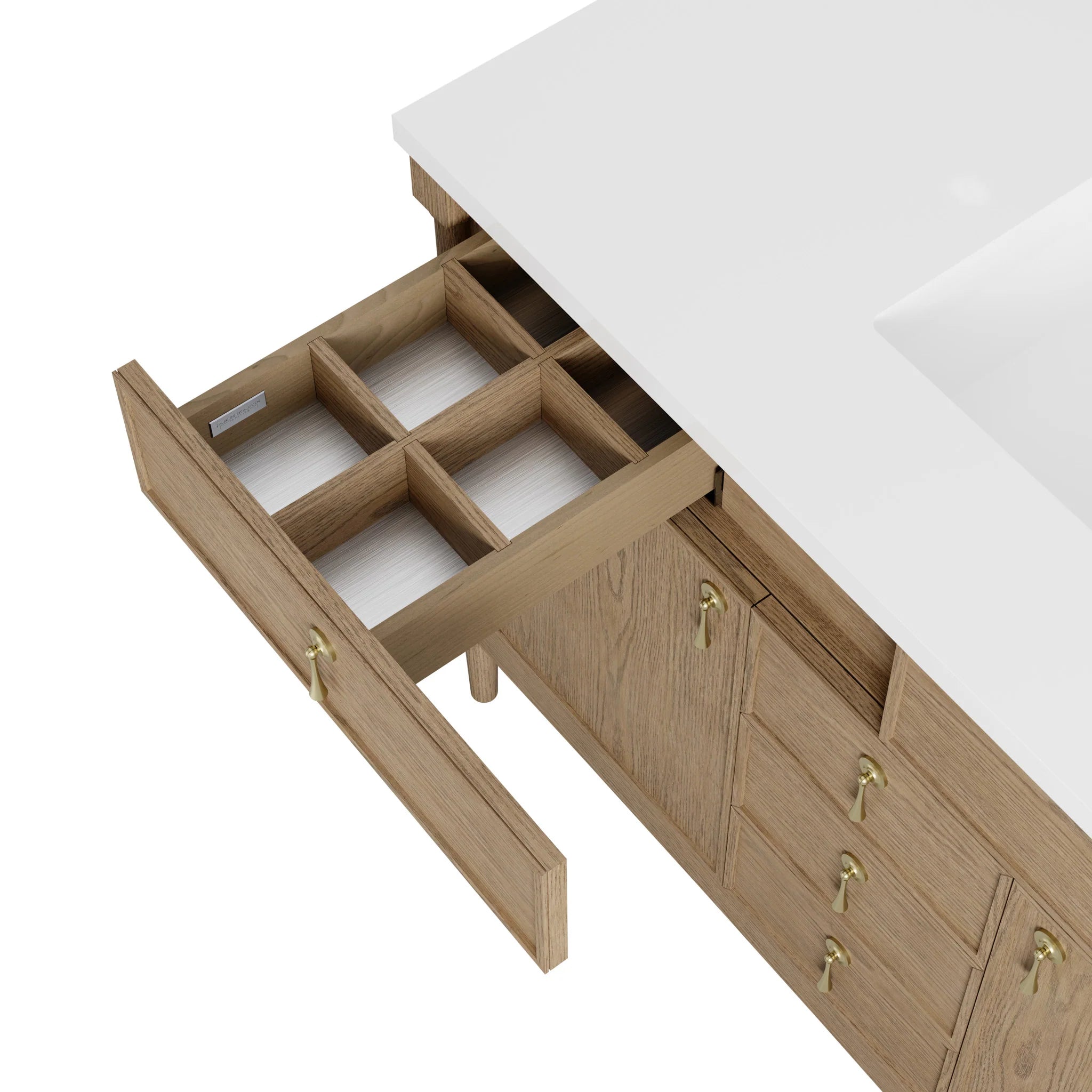 48" Kinnsden Single Vanity in Weathered Oak w/FreePower Wireless Charger by James Martin Vanities-Ethereal Noctis Silestone 16