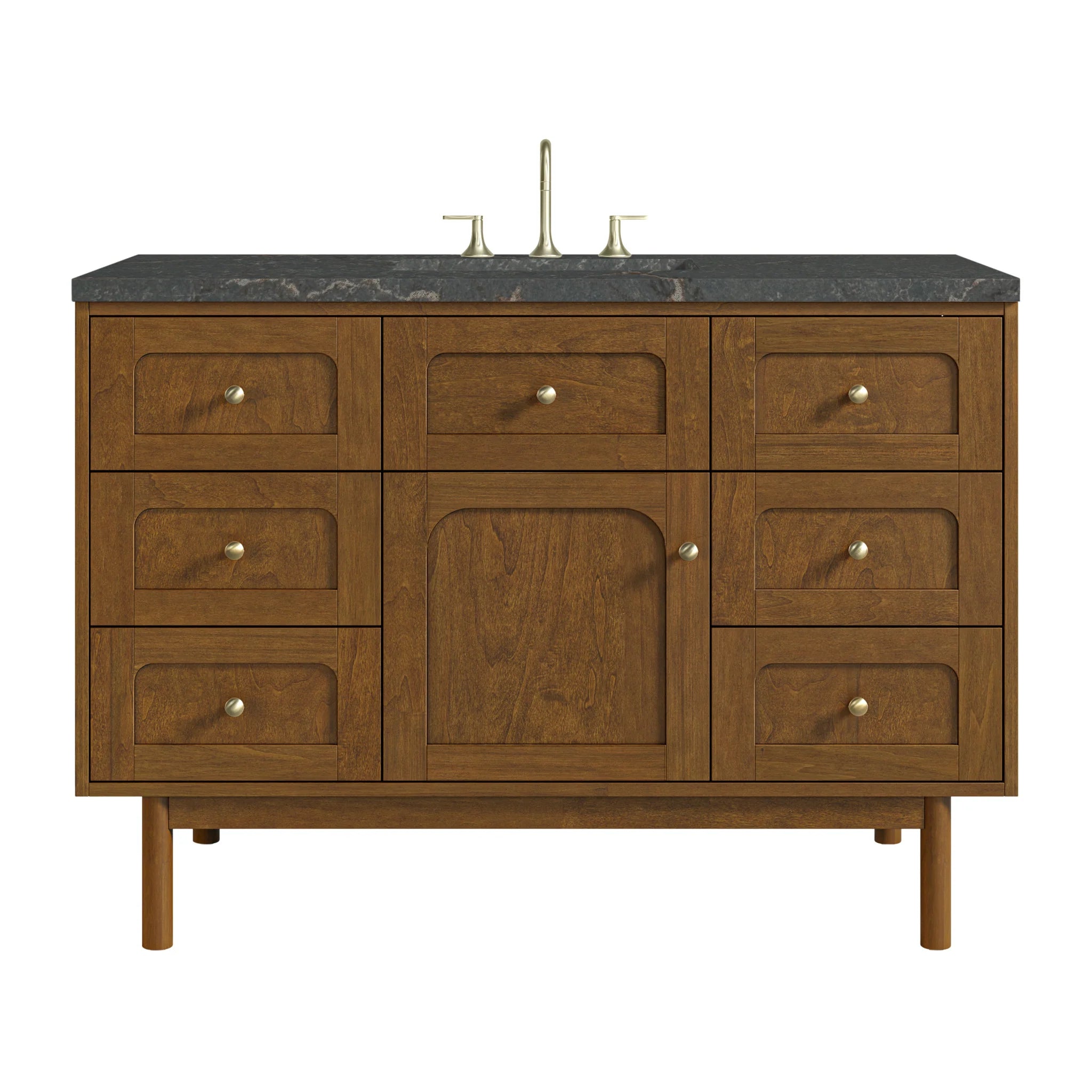 48" Laurent Single Vanity in Honey Oak w/FreePower Wireless Charger by James Martin Vanities-Parisien Bleu Silestone 