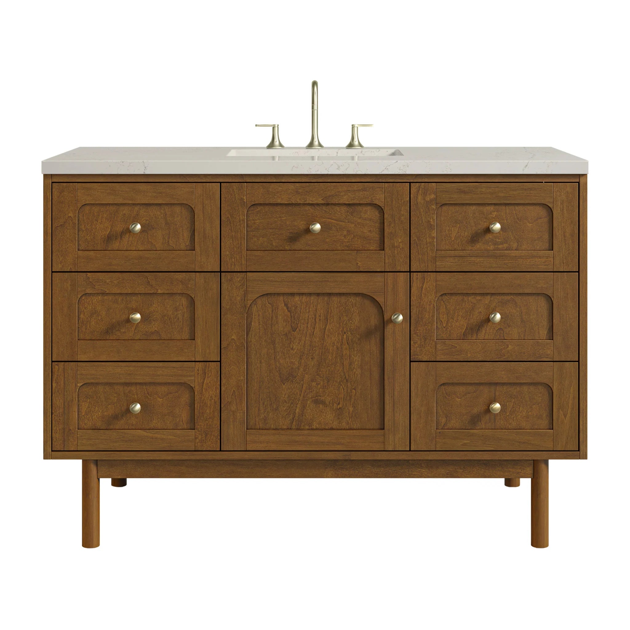 48" Laurent Single Vanity in Honey Oak w/FreePower Wireless Charger by James Martin Vanities-Siberian Silestone 