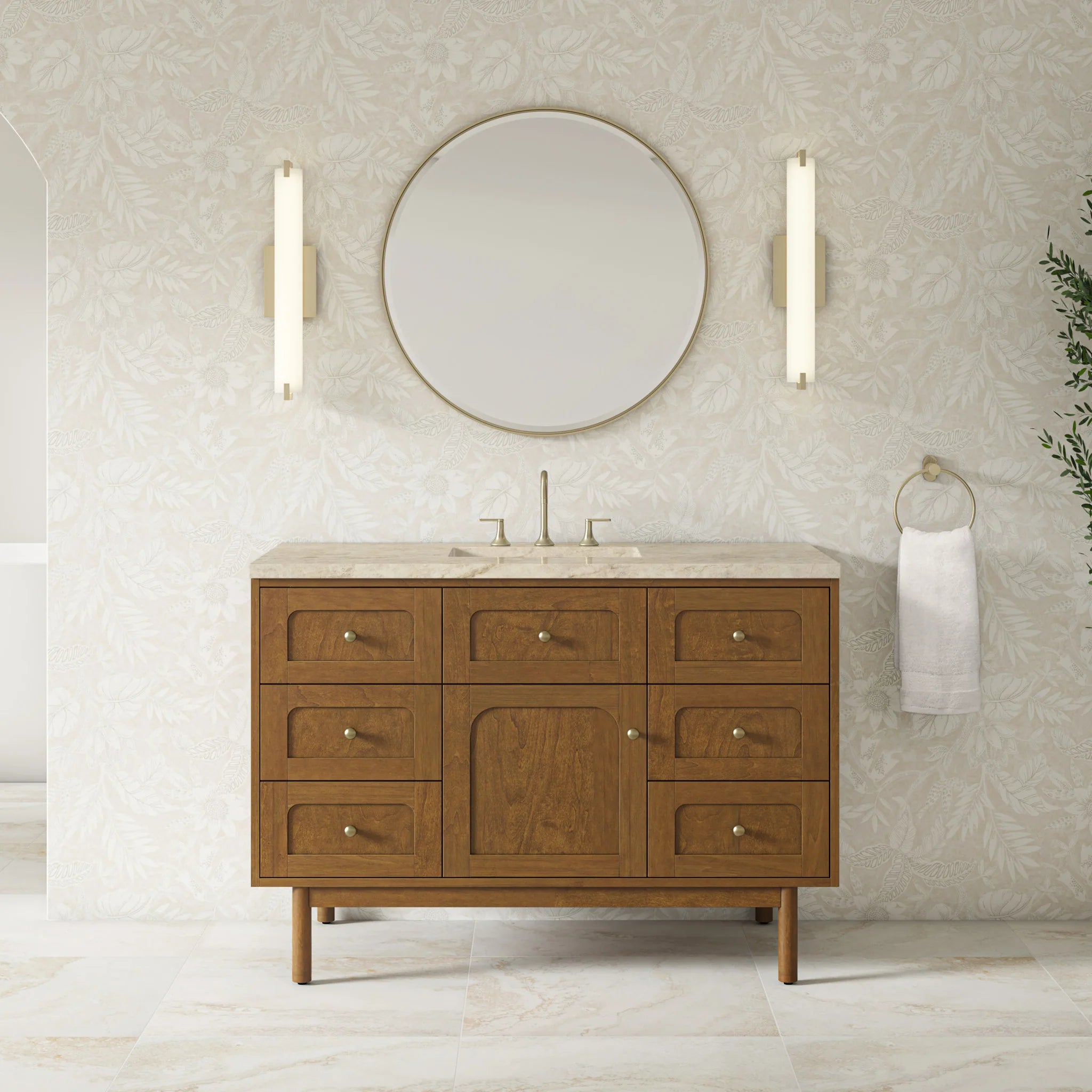 48" Laurent Single Vanity in Honey Oak w/FreePower Wireless Charger by James Martin Vanities-Tajnar Eclos 2